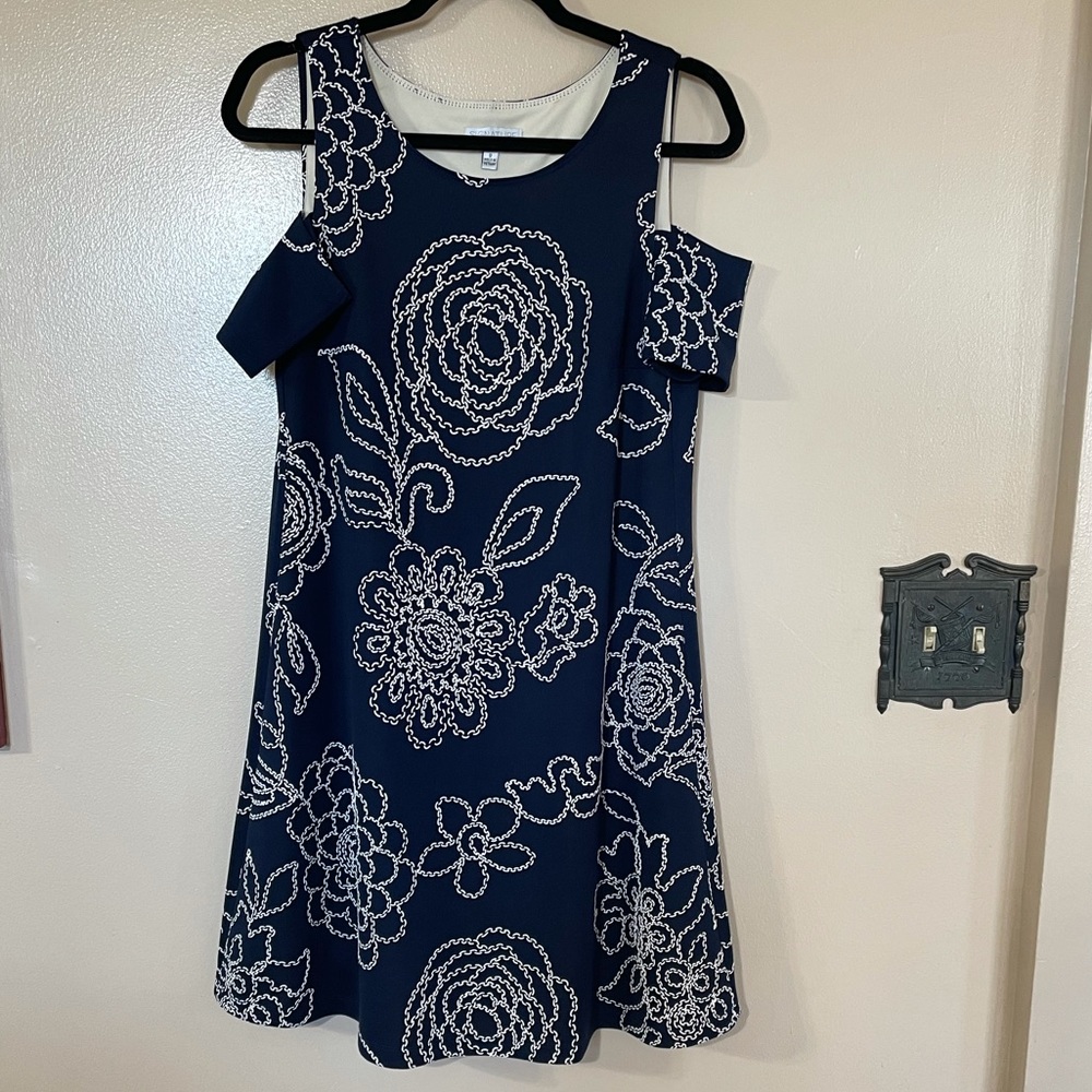 Navy Blue and White Shift dress